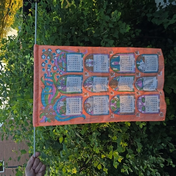 Vintage Rare 1971 Astrology Zodiac Calendar Linen Tea Towel - Picture 9 of 9